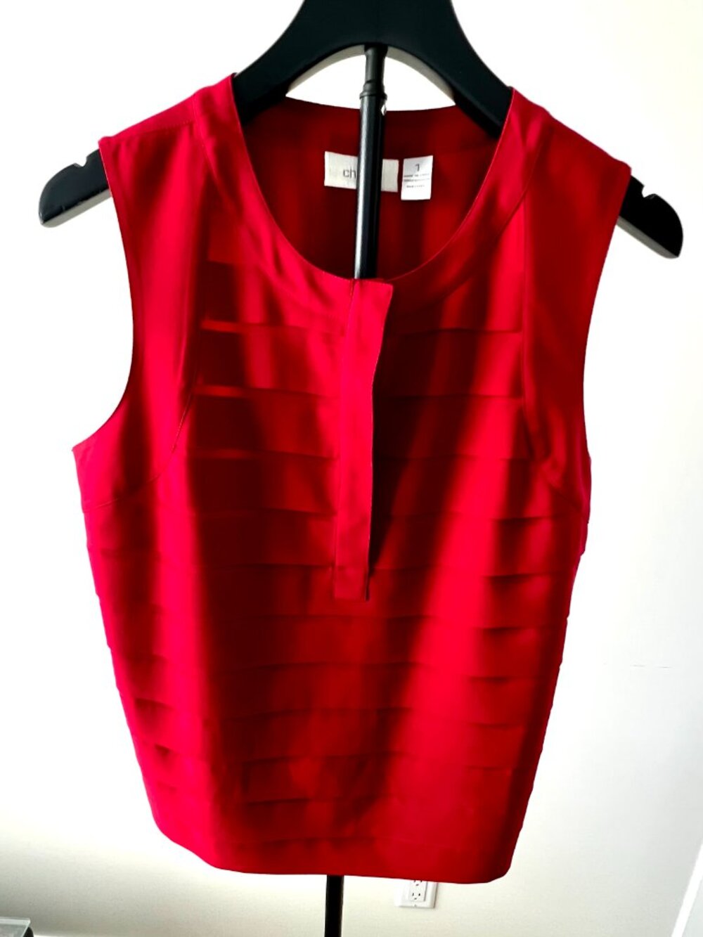 Cherry Red Crepe Shell - Chico's Size 1